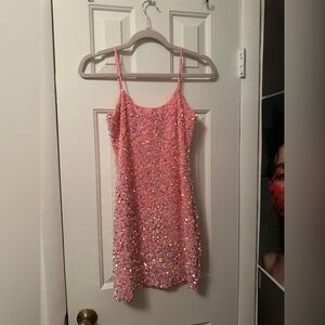 Pink Sequin Lucy in The Sky mini dress